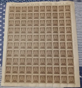1930 FOGLIO DA 100 RECAPITO AUTORIZZATO 10 CENT. NUOVO GOMMA ORIGINALE DIFETTOSA - Foto 1 di 2