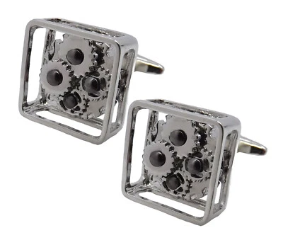 Argento Steampunk Movimento Orologio da Uomo Stile Matrimonio Regalo Da Gemelli - Immagine 1 di 4