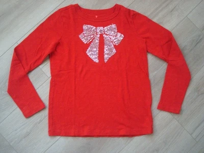 Camisetas de vacaciones Crewcuts talla L 10-11Y con lazo de lentejuelas manga larga rojas Foto 1 de 4