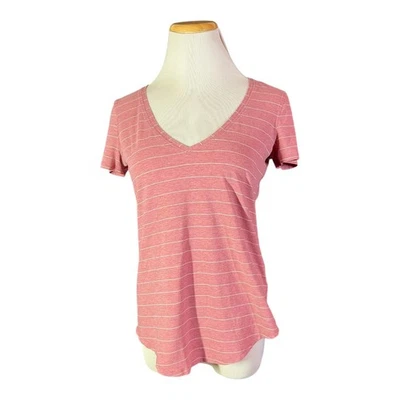 Lululemon Talla 2? Love Tee Camiseta Tejida Cuello en V Rayas Rosa *Defecto Foto 1 de 4