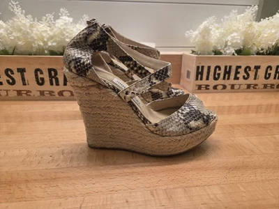 Jimmy Choo Serpiente Tacones Repujados Alpargata Sandalias Plataforma Pitón 37/6.5 Foto 1 de 4