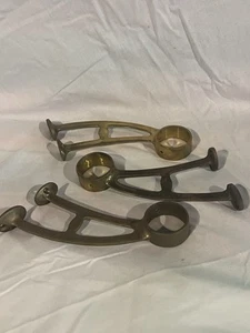 3 Vintage Brass Pipe Bar Foot Rest Rail Brackets Mounts ~ Beer  Pub  Man Cave - Picture 1 of 7