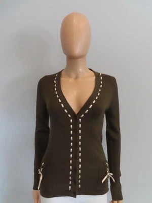 Cárdigan Christian Dior Oliva Acanalado/con Cinta Calce Ajustado F 42/US 10 Foto 1 de 4