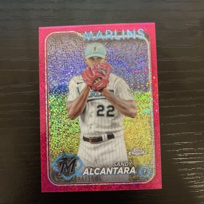 2024 Topps Chrome - Sandy Alcantara #138 Magenta Speckle Refractor /350 Marlins - Image 1 of 4