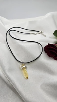 Gemstone Pendant Necklace With Leather Necklace Chain - Image 1 of 3