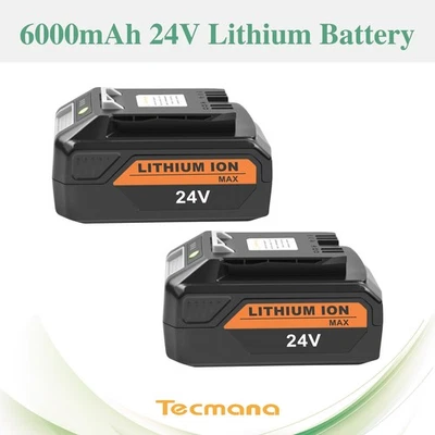 TECMANA 2X 6000mAh 24V Li-ion Akku für Greenworks 29837 29807 29322 29842 29852 G-24