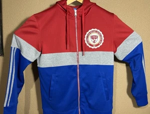 Felpa con cappuccio Adidas FC Dallas full zip rossa blu righe vintage retrò media - Foto 1 di 14
