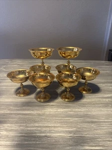 8er Set Vintage William Adams W.A. 24 Karat vergoldete Kelche Dessert Made In Itay - Bild 1 von 16