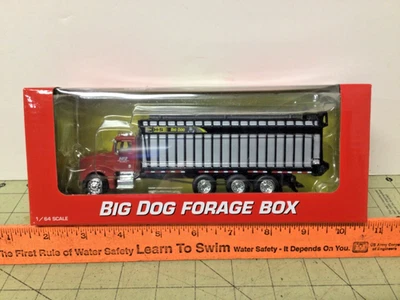 H&S Big Dog forage box on red Peterbilt 385 1:64 die cast  truck by SpecCast - Image 1 of 4