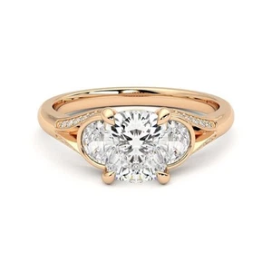 Anillo de compromiso de oro rosa 14k 2,60 quilates moissanita corte coj??n... - Imagen 1 de 9
