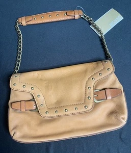 Michael Kors Women's Tan Camel Size Small Top Handle Shoulder Bag Stud Accent Ne - Picture 1 of 6