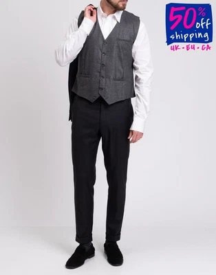 RRP €225 HACKETT Italian Yarn Wool Waistcoat Size M Cashmere Blend Back Melange - Image 1 of 4