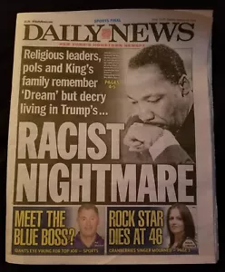 Periódico N.Y. Daily News 16/01/18 Arándanos Dolores O'Riordan muere a los 46 Trump - Imagen 1 de 12