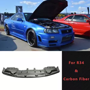 For Nissan Skyline R34 GTR OE Carbon Fiber Front Bumper Lip With Undertray Kit - Foto 1 di 11