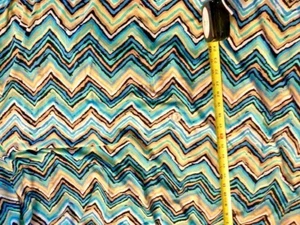 Chevron Print Blue,Beige Poly Knit Fabric Stretchy Yardage 62" X 1 3/4 yds  - Picture 1 of 2