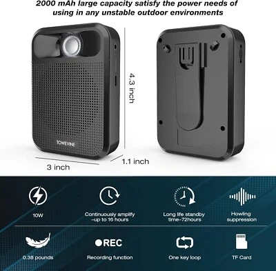 Portable Voice Amplifier, Towevine Rechargeable Microphone for Teachers, Speaker - Image 1 of 4
