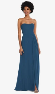 After Six 1563....Strapless Sweetheart Maxi Dress...Dusk Blue....Sz 0 - Afbeelding 1 van 6