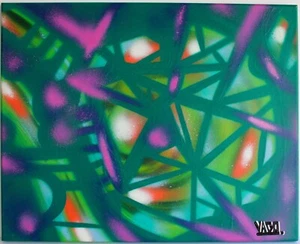BRUNO NATALIO VAGO SPRAY PAINTING CANVAS SIGNED POP ART ABSTRACT GRAFFITI MIAMI - Picture 1 of 6