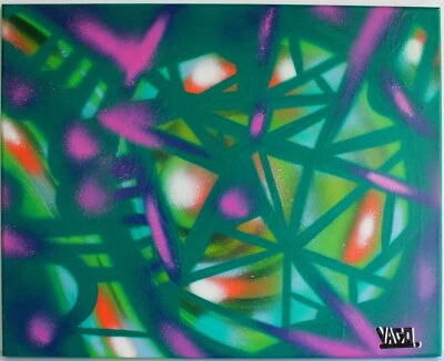 BRUNO NATALIO VAGO PINTURA EN AEROSOL LIENZO FIRMADO ARTE POP GRAFFITI ABSTRACTO MIAMI Foto 1 de 4