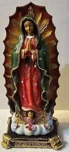 OUR LADY OF GUADALUPE VIRGIN MARY PRAY ROSE FLOWER RELIGIOUS FIGURINE  - Picture 1 of 3