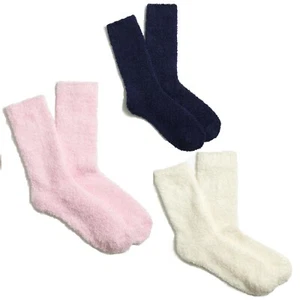 J Crew Womens Cozy Snuggly Fuzzy Socks Pink, Navy, White - One Size Fits Most - Picture 1 of 10