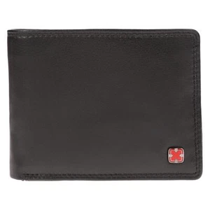 Herren RFID echt Leder Geldbörse Brieftasche Portemannaie Schwarz querformat NFC - Picture 1 of 12