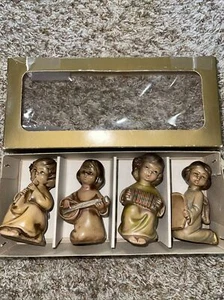 Vtg 1960's Christmas Angel With Musical Instruments Set of 4 Japan W/Box - Picture 1 of 12