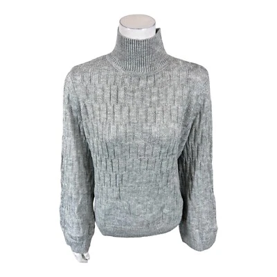 Lisa Rinna Collection Women's Textured Wide Sleeve Sweater Light Grey Large Size - Image 1 of 2