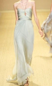 Monique Lhuillier Collection Spring 2009 Runway Long Gown Dress + Shawl US 8 - Picture 1 of 7