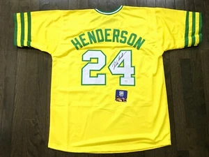 RICKEY HENDERSON Oakland Autographed HAND Signed Jersey HOF WITH COA - Picture 1 of 12