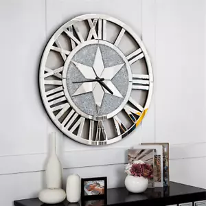 Wanduhr Luxus verspiegelt modern Römische Zahlen Crushed Diamant Hängeuhr Deko - Bild 1 von 10
