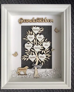 Personalised 3D Box Frame Family Tree Gift Unique Keepsake Home Art Decor - Picture 1 of 3