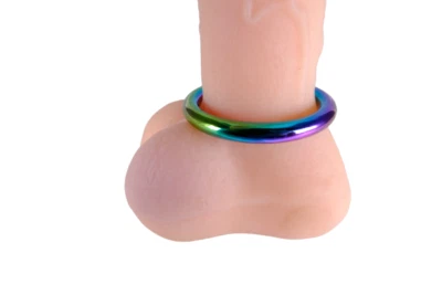 Anel de glande arco-íris anel peniano anel peniano aço bloqueio gaiola ereção EUA - Imagem 1 de 4