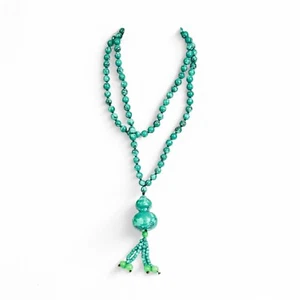 Groß Perlen Natürlich Türkis Halskette Mit Kalebasse Anhänger & Jade Quasten - Picture 1 of 10