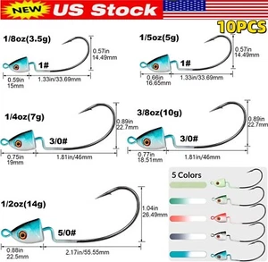 10 cabezas de plantilla oscilante gancho de pesca swimbait ned plataforma ganchos sin malezas lubina mierda - Imagen 1 de 16