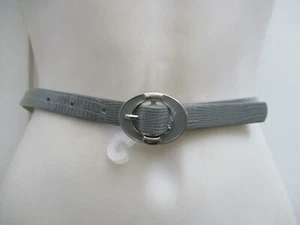 Cinturón para mujer delgado XL/XG gris imitación reptil estampado esmalte hebilla redonda 46" - Imagen 1 de 24