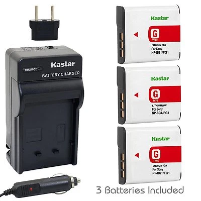 KASTAR NP-BG1/FG1 Battery& Charger for Sony CyberShot DSC-W150 DSC-W200 DSC-W30 DSC-W35