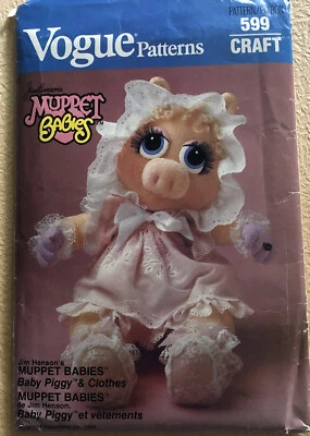 Vintage VOGUE Pattern 599 "MUPPET BABIES" 17" Baby Piggy and Clothes UNCUT  - Image 1 of 4