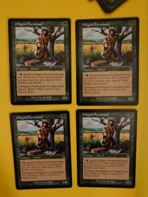 MTG Card.  dilligent Farmhand  playset 4 card Odyssey Druid - Image 1 of 4