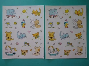 Vintage Hallmark Stickers CARTOON ANIMALS (2) Complete Sheets - Picture 1 of 1