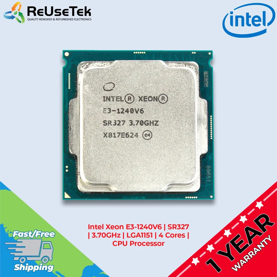 Intel Xeon E3-1240V6 | SR327 | 3.70GHz | LGA1151 | 4 Cores | CPU Processor - Image 1 of 4