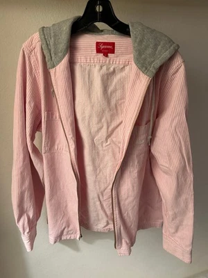 Chaqueta con Capucha SUPREME Denim a Rayas MEDIANA Para Hombre Cremallera Completa 2017 Foto 1 de 4