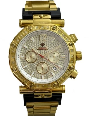 Aqua Master Men's Gold Dial Gold Octagon Chronograph Diamond Watch W#147 - Image 1 of 2