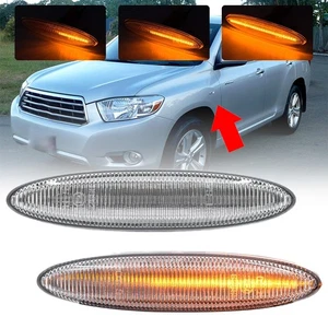 For Toyota Kluger GSU 4 2007-2013 2pcs Dynamic Clear Side Marker Indicator Lamps - Picture 1 of 6
