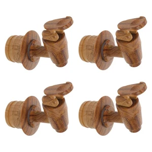 4 Pcs Oak Barrel Faucet Indoor Water Beverage Spigot for Carafes - Picture 1 of 12