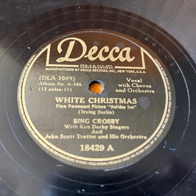WHITE CHRISTMAS BING CROSBY 78 RECORD LET'S START THE NEW YEAR MERRY DECCA 18429 Foto 1 de 4