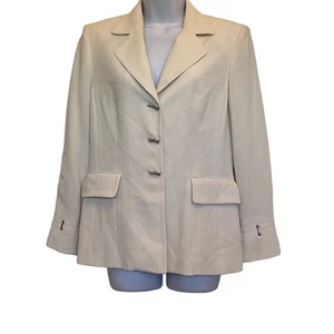 Kasper Womens 8P Cream 3 Button Silver Accent Work Office Blazer Jacket Demure - Picture 1 of 9