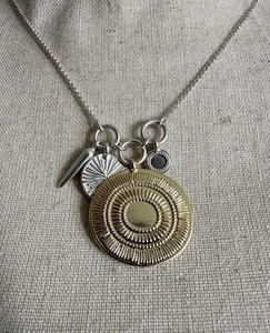 ๐ Lucky Brand Silver Gold Tone Long Necklace with Multi Charms Pendant - Picture 1 of 6