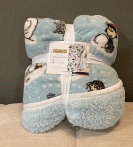 Peanuts Snoopy Decke Kinder Sherpa Überwurf Decke 50"x60" Schneemann blau - Bild 1 von 5