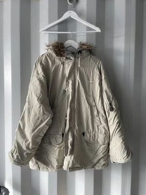 Schott N3B Arctic Down Military Parka Mens Size Xl beige jacket fur warm winter - Image 1 of 4